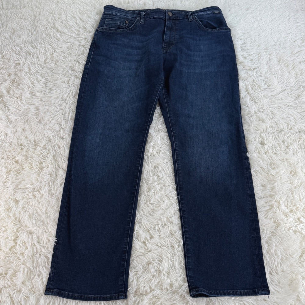 Mavi Zach Straight Leg Mens Jeans Dark Wash Blue Denim 36x30 Casual Streetwear - Picture 2 of 14